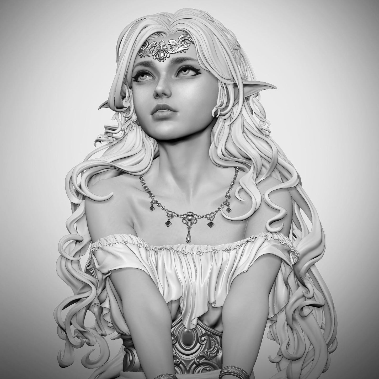 a drawing of a woman with long blonde hair