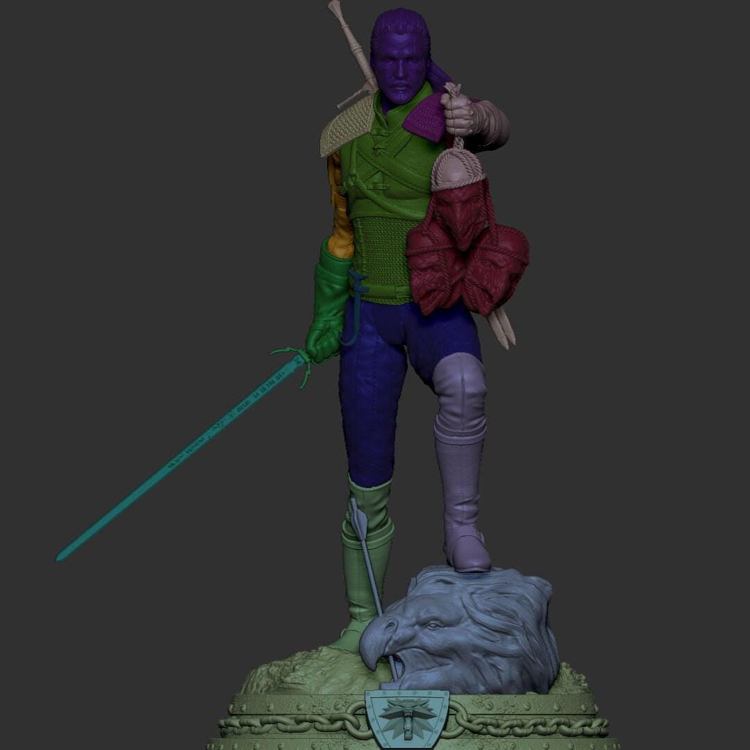 High-Detail Geralt of Rivia Statue, a 3D Printed Witcher 3 Collectible Figure for Fans of the Epic Monster Hunter Saga