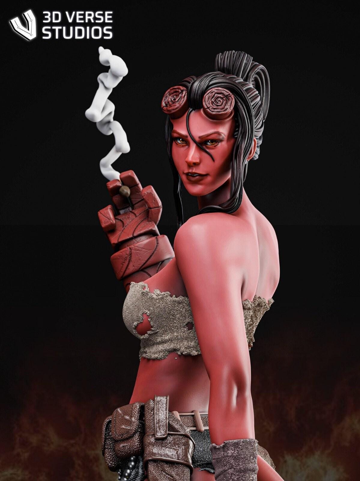 Striking Female Hellboy 'Hellgirl' 3D Printed Collectible Statue – Unique Fan Art Figure for Adults