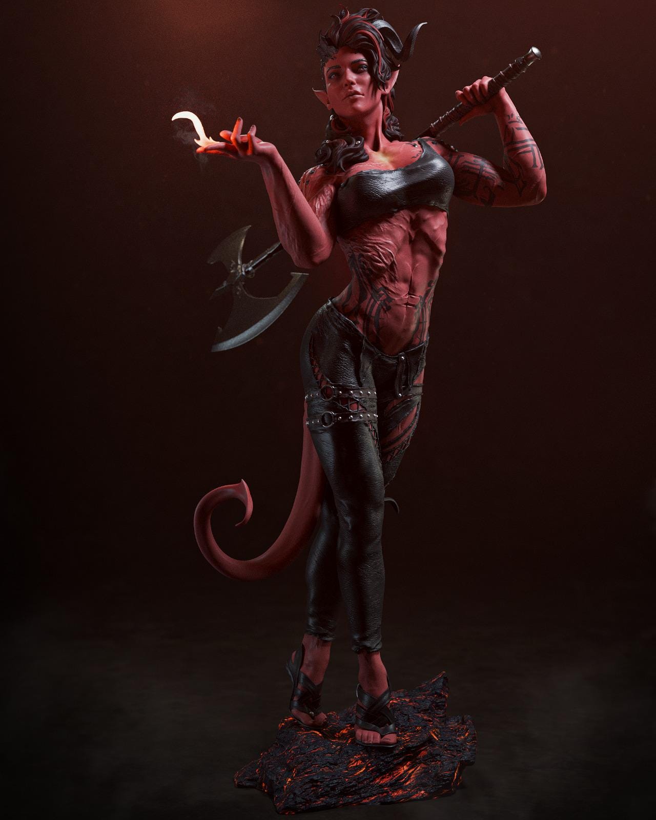 a statue of a woman holding two scissors