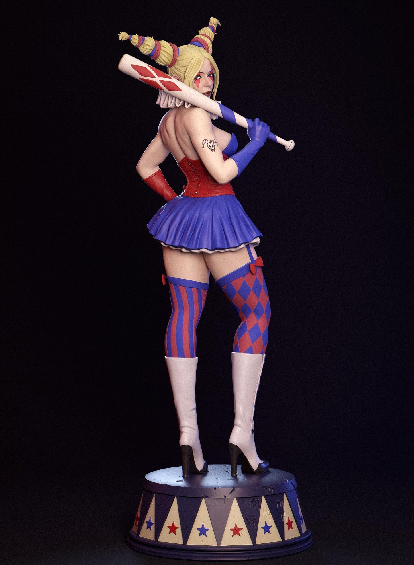 Harley Quinn Hand-Painted 3D Resin Statue - Ready-to-Display Animated Vixen, Gotham City Art, DC Villain Centerpiece