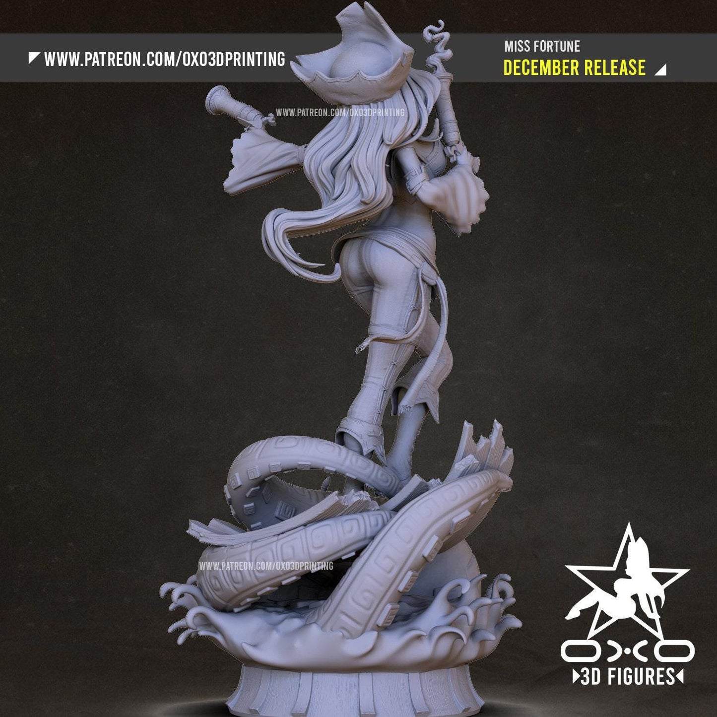 Fortune's Embrace: Miss Fortune 3D Printed Resin Statue – LoL Collectible (NSFW)