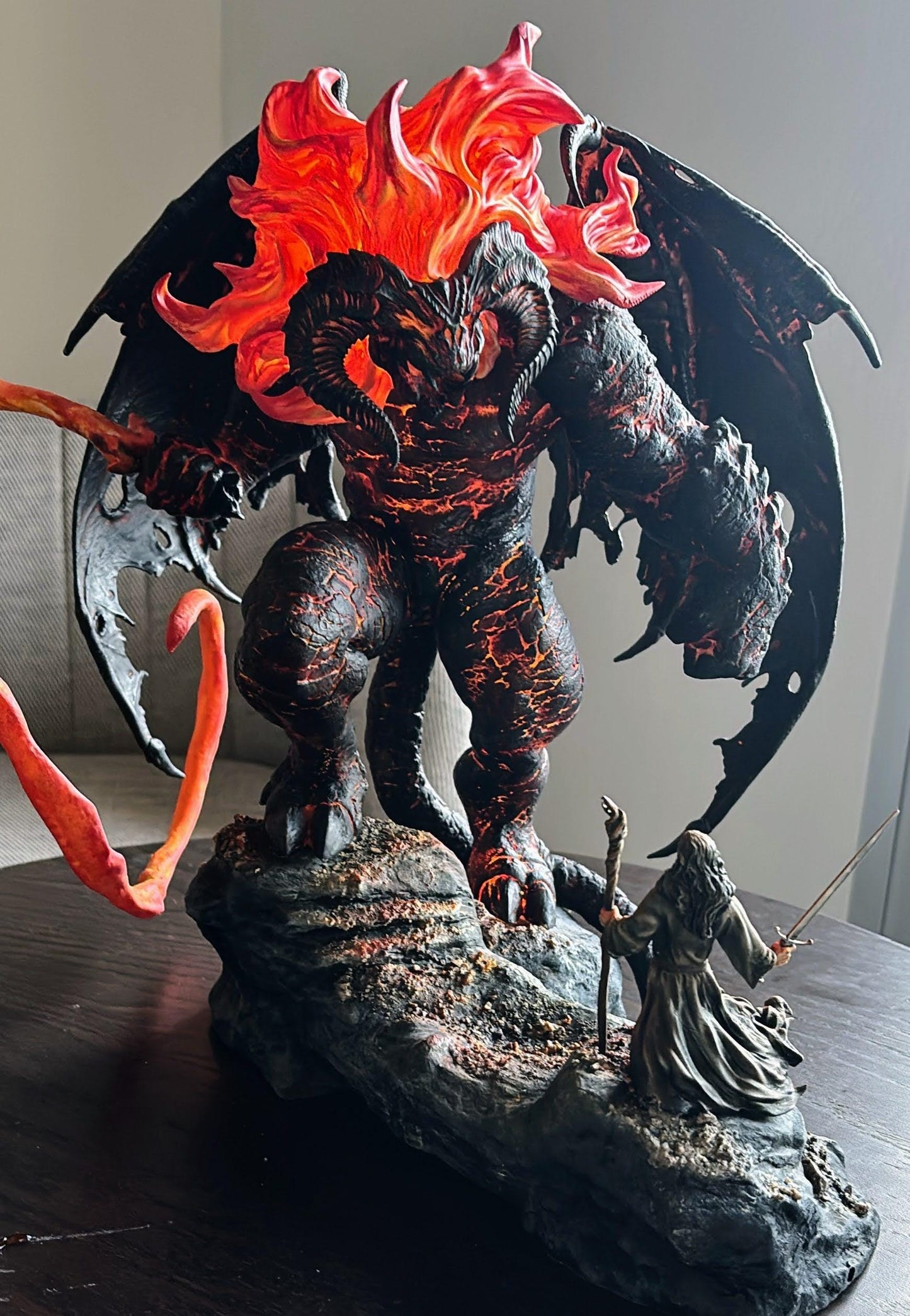Balrog vs Gandalf Diorama Fanart 3D Painted Printed Collectible Statue, Resin Figure