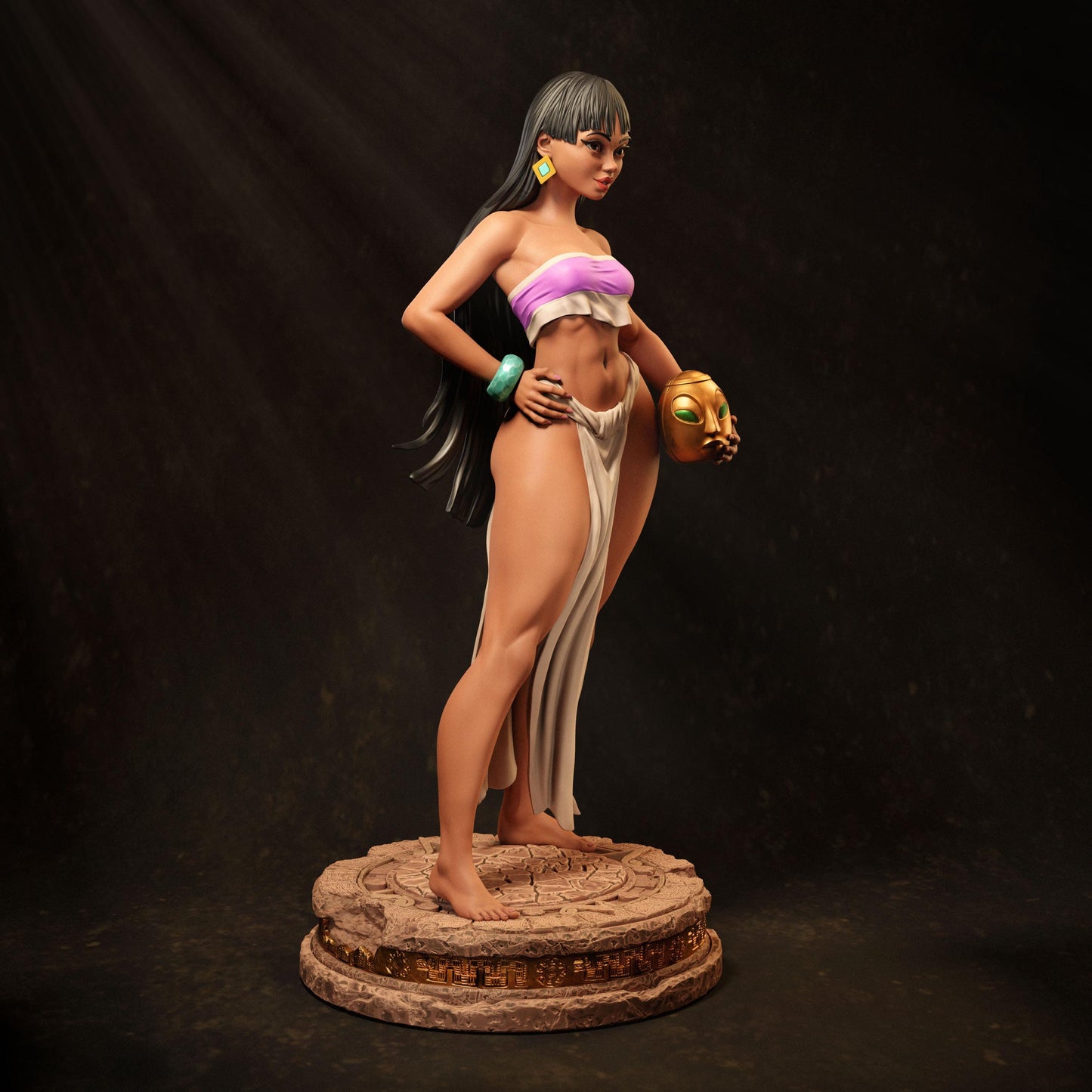 Beautiful Indigenous Woman 3D Printed Collectible Figure - Statue - Perfect Gift Idea for Adults - Home Decor - Pin-Up - Painted