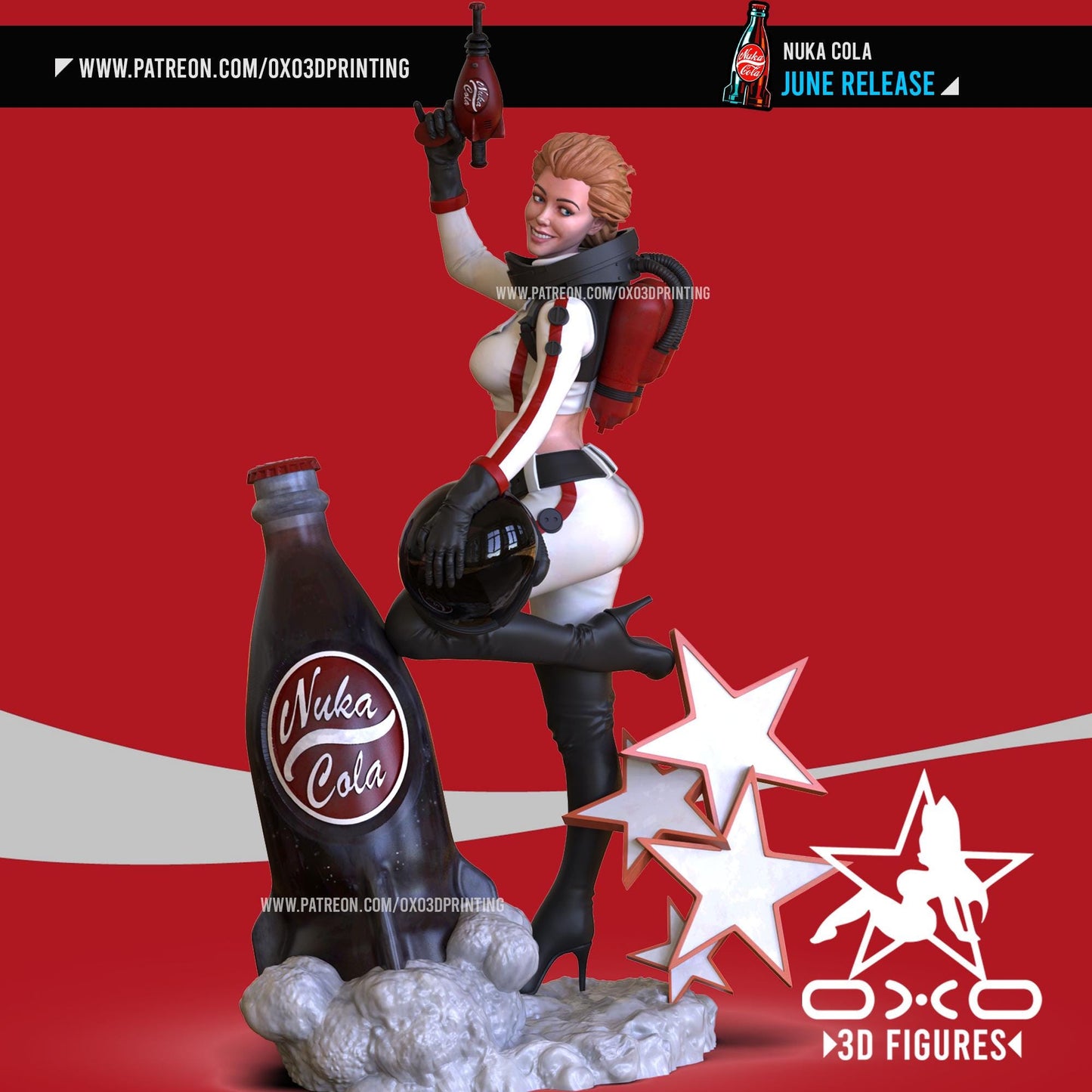 Nuka Girl 3D Printed Collectible Statue - painted NSFW Figurine, Post-Apo Fallout Inspired Unique Gift Idea