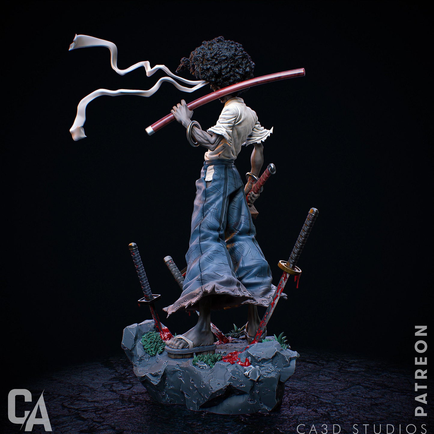 Afro Samurai 3D Print Collectible Miniature Statue: High-Detail Anime Figure – Essential Manga Fan Item