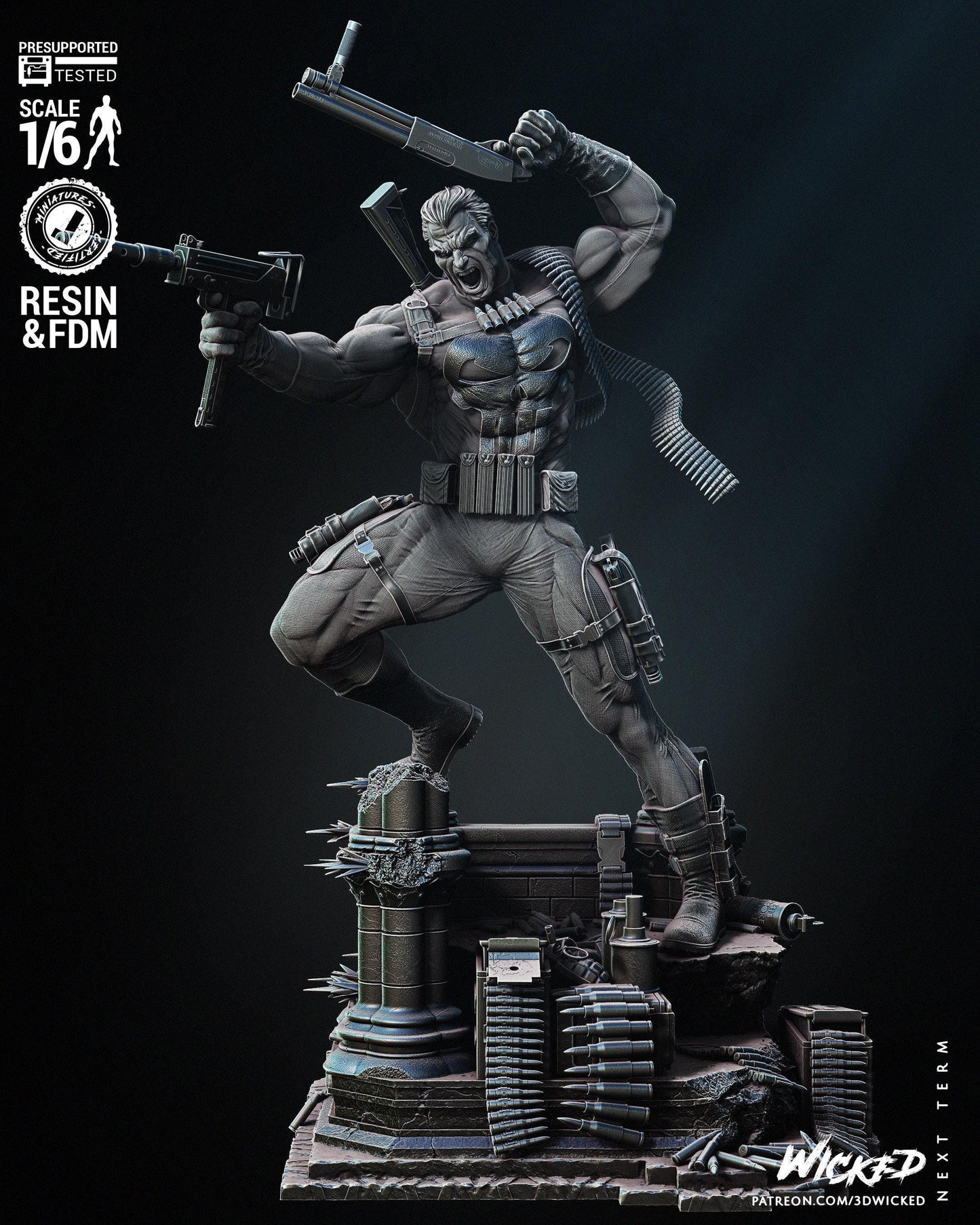 Punisher: Gritty 3D Print Collectible Statue - Marvel Vigilante Fanart