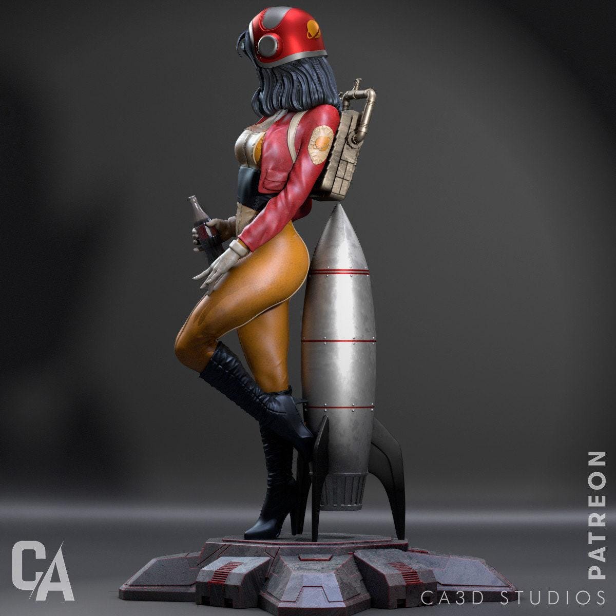 3D Print Retro Astronaut Statue - Pin Up Space Collectible Miniature, painted Figure - Unique Gift Idea