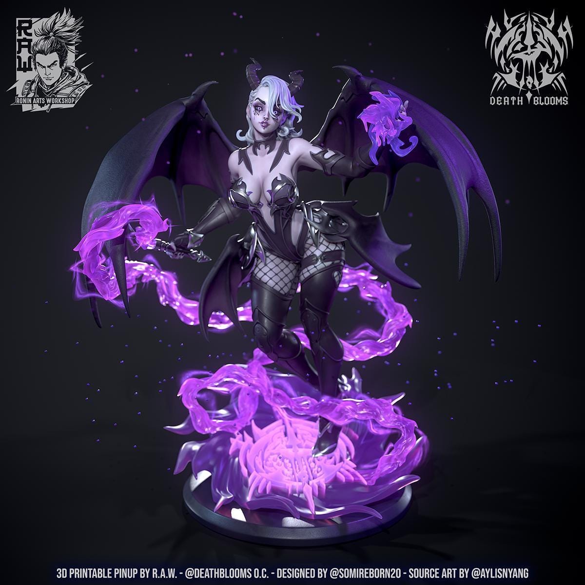 Exclusive Pin-up Death Blossom Bunny 3D Printed Statue - Stunning Adult Fantasy Collectible Figure