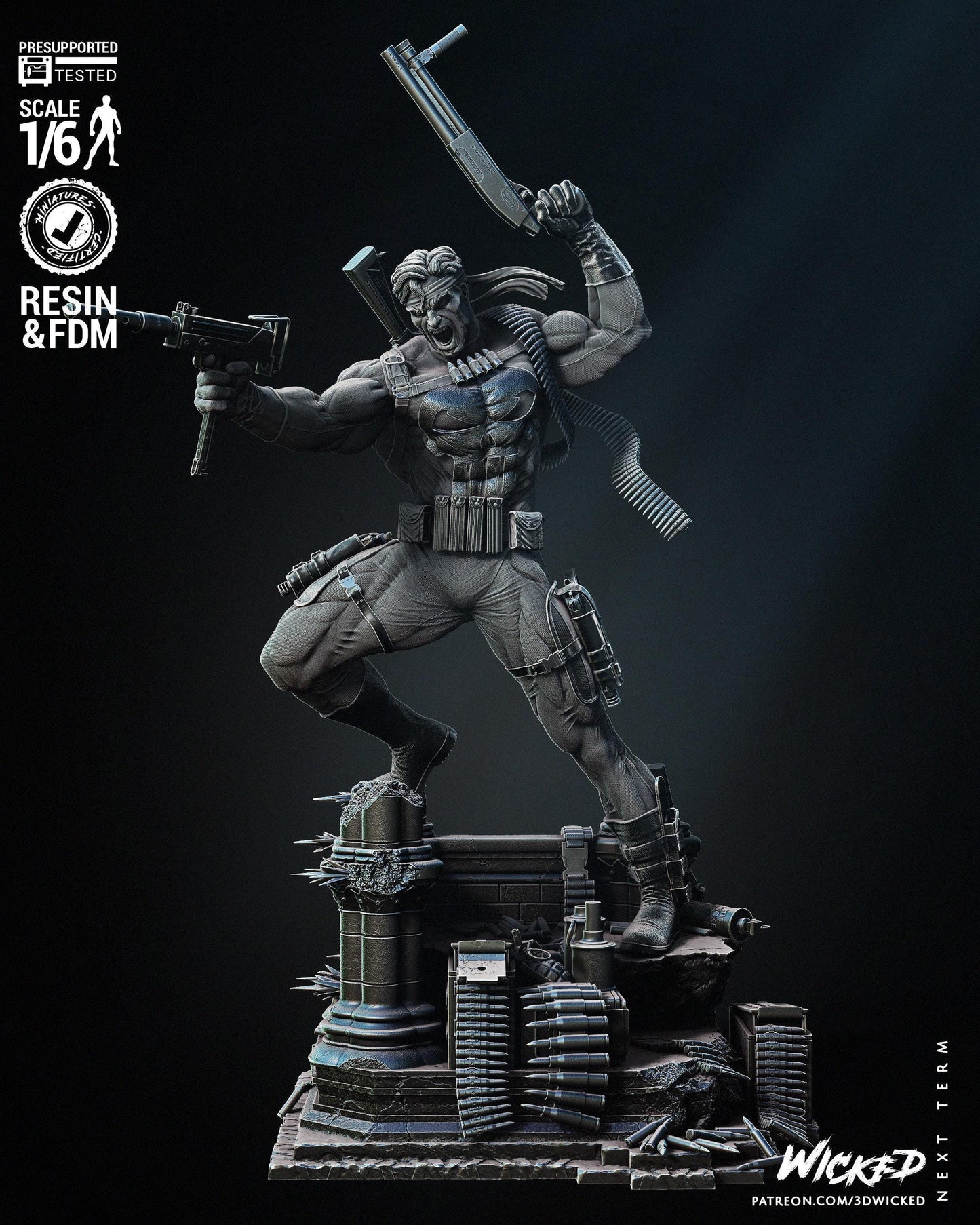 Punisher: Gritty 3D Print Collectible Statue - Marvel Vigilante Fanart
