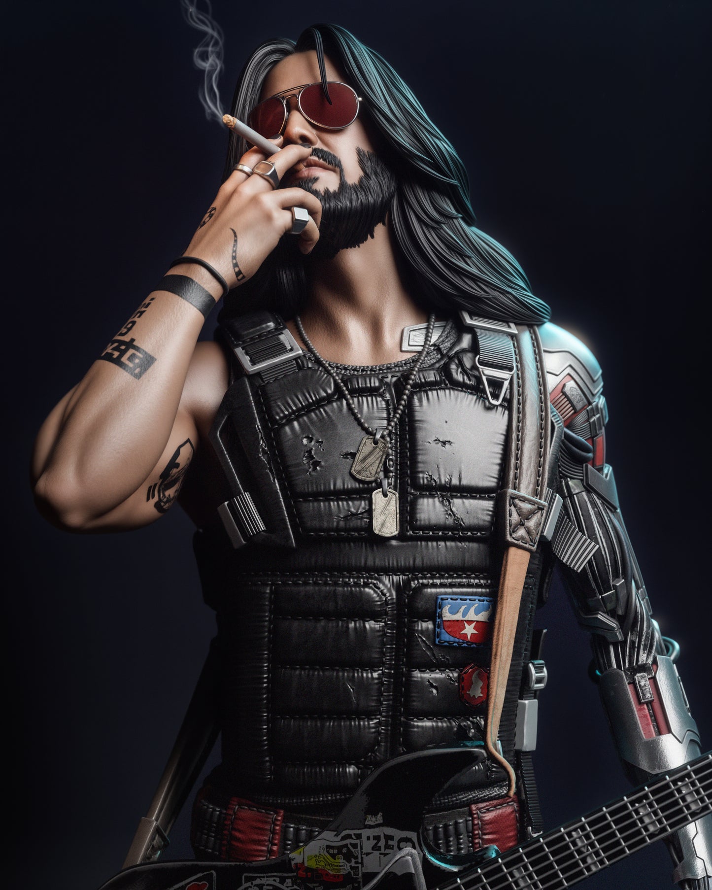 Johnny Silverhand Collectible 3D Resin Statue: Authentic Cyberpunk 2077 Figure for Ultimate Fans & Collectors