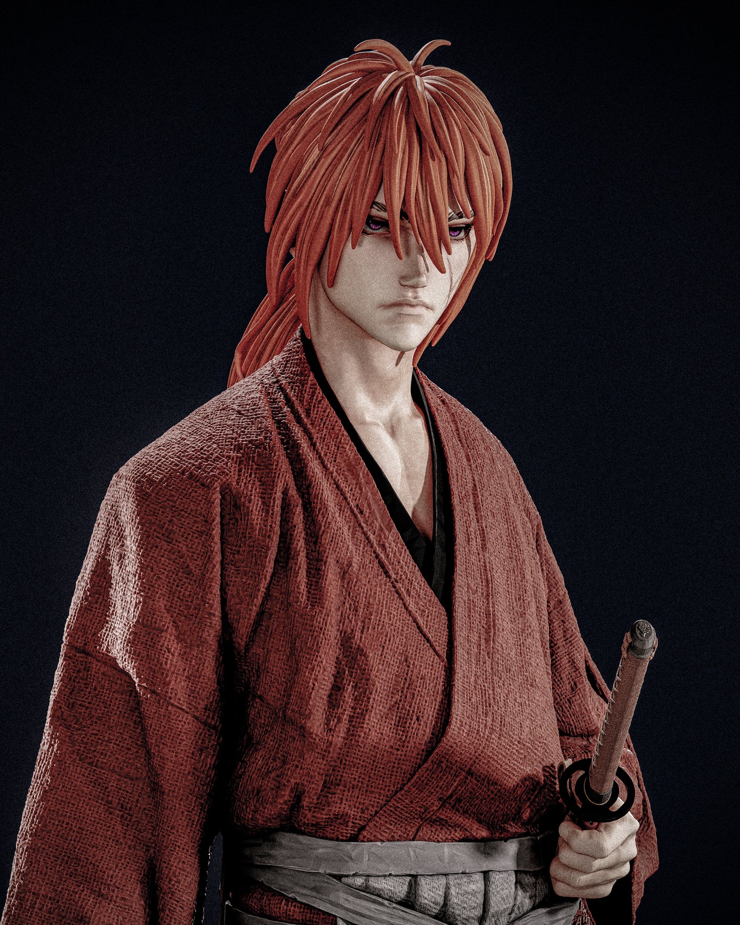 Hand-Painted Rurouni Kenshin Himura Statue | 3D Printed Anime Figure | Unpainted Model Kit Option