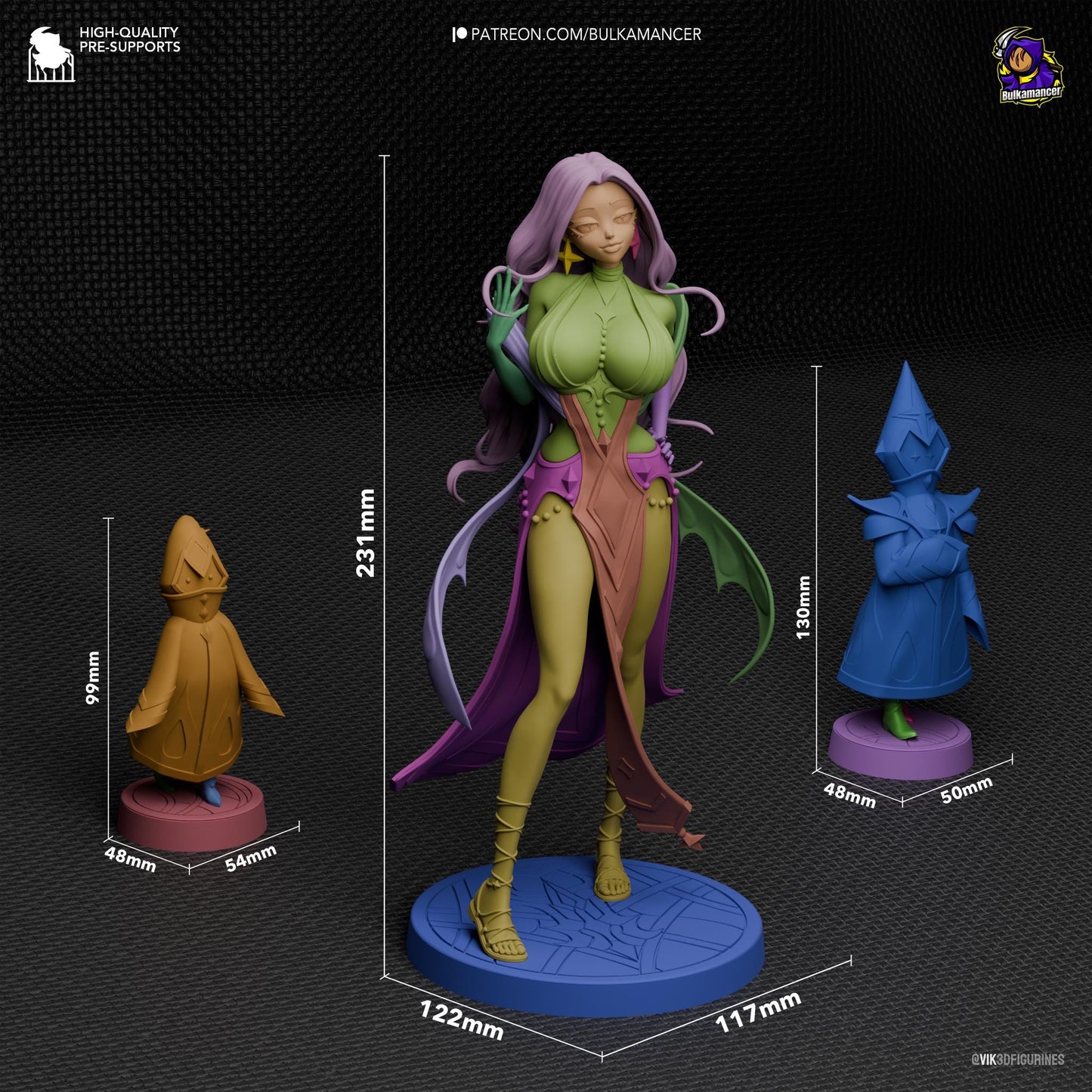a figurine of a woman with purple hair