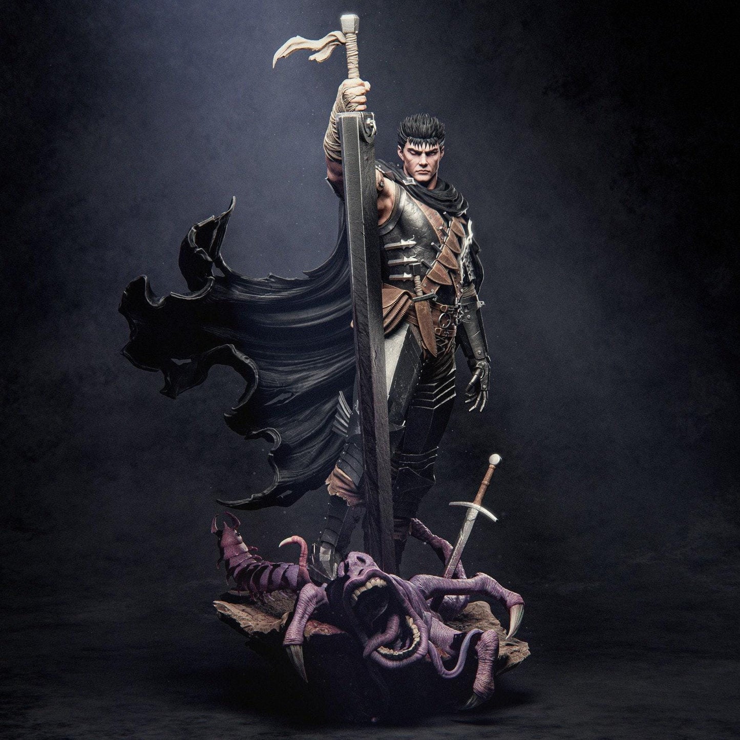 Epic Guts Berserk 3D Printed Miniature Statue: Black Swordsman Dark Fantasy Fan Art Collectible