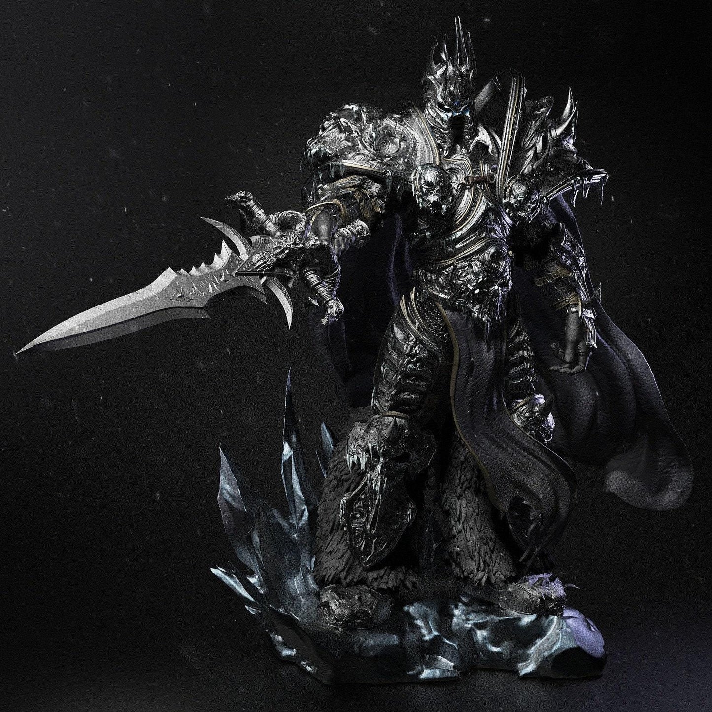 Epic Lich King 3D Printed Statue: World of Warcraft Collectible - Detailed Arthas Menethil Figure with Frostmourne