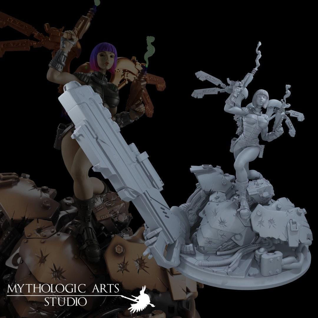 Sci-Fi Gunslinger Girl 3D Printed Collectible Statue: High-Detail Futuristic Figure for Collectors & Fans