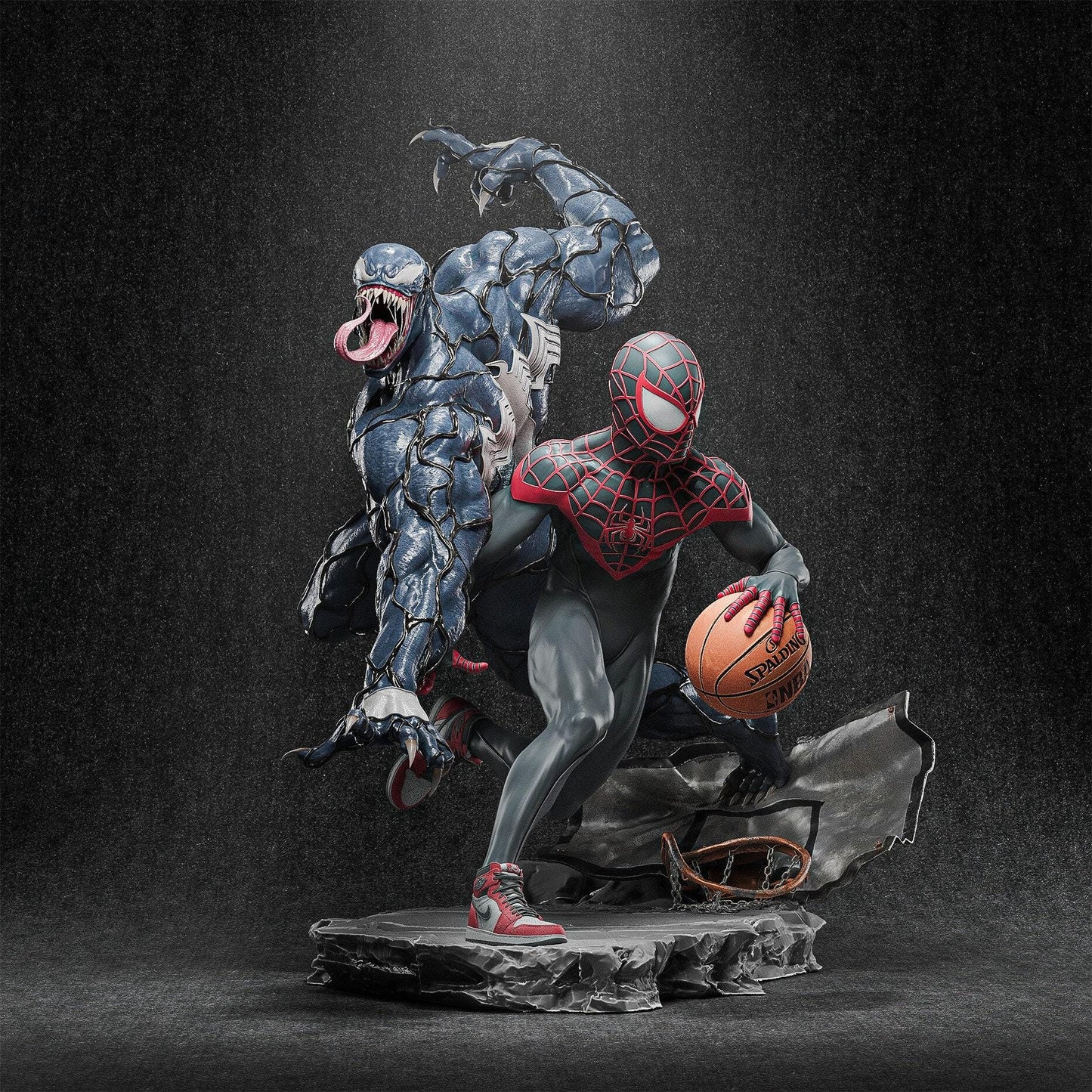 Epic Spider-Man vs Venom Basket Match 3D Printed Collectible: Dynamic Marvel Superhero Showdown