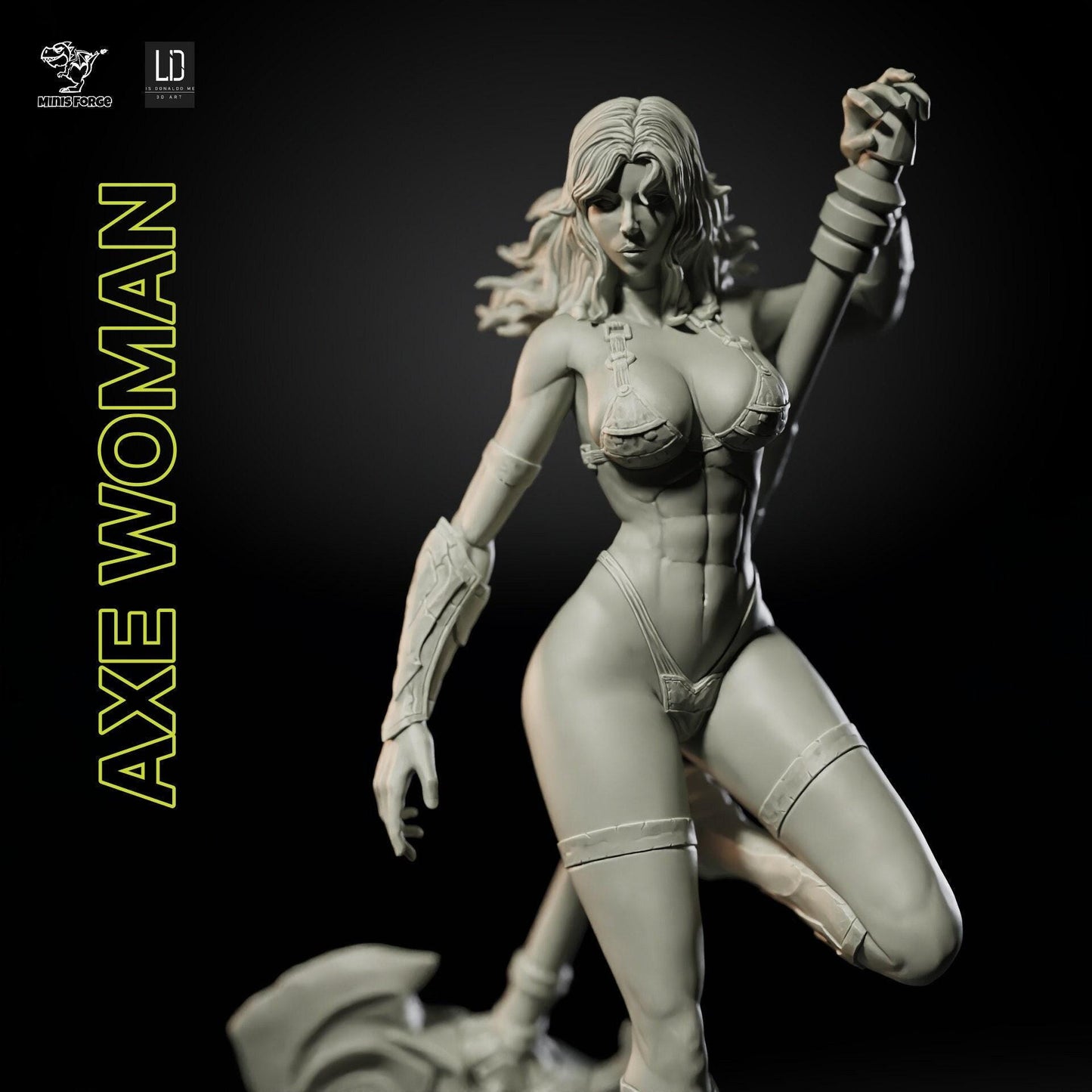Unleash the Power: Barbarian Axe Wielder 3D Printed Collectible Statue - Hand-Painted Fantasy Figure