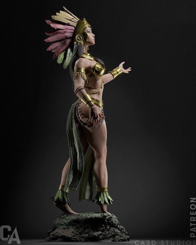 Sacred Beauty: Xōchiquetzal Aztec Goddess 3D Print Collectible - Optional NSFW Variant for Adult Art Enthusiasts