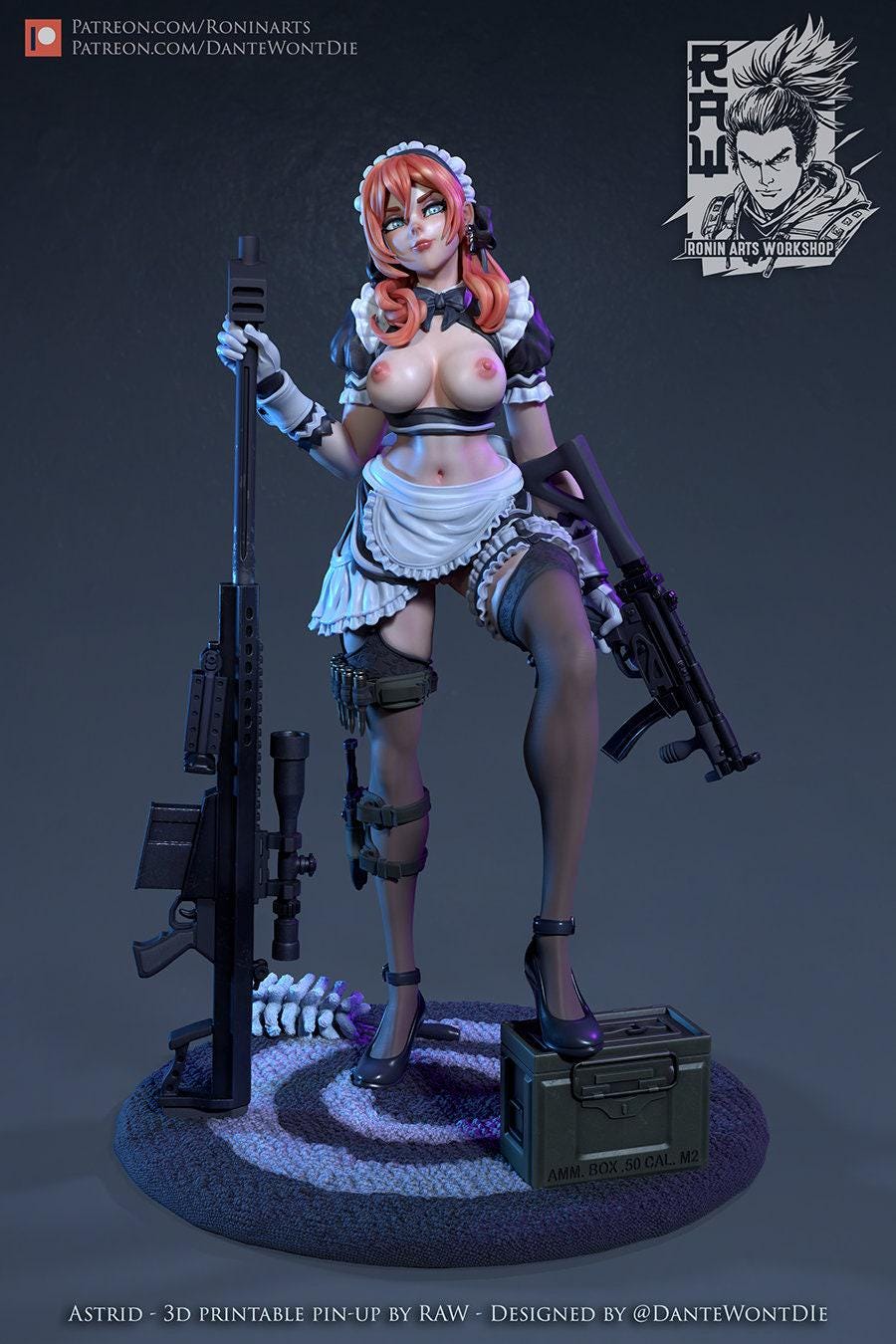 Astrid Pinup NSFW 3D Printed Statue – Mature Pin-Up Art Resin Collectible, Made to Order for Adult Collectors & Fans