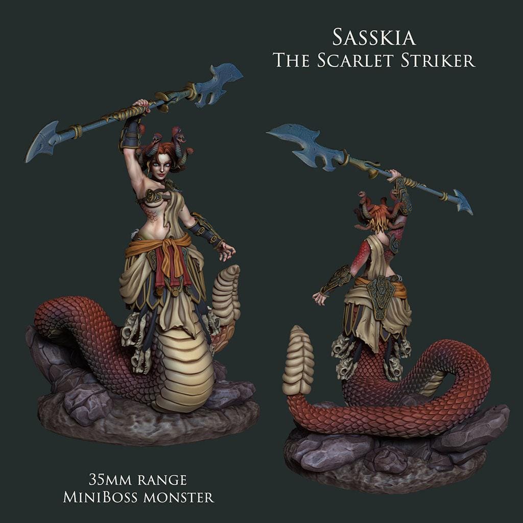 Gorgone Sasskia, Dnd miniatures, Tabletop miniatures, 3d printed miniatures, Collectible figurines, Pathfinder, Dnd, dungeons and dragons