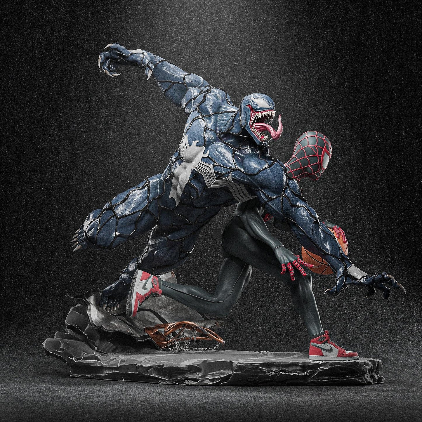 Epic Spider-Man vs Venom Basket Match 3D Printed Collectible: Dynamic Marvel Superhero Showdown