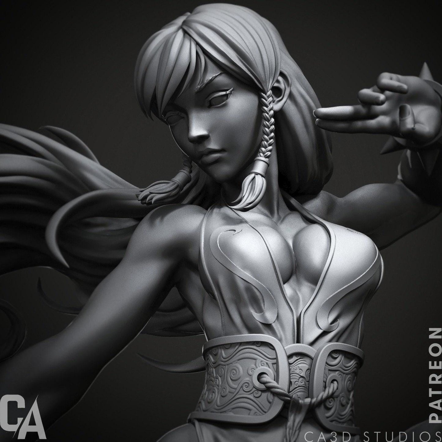 Chun Li Fanart: Dynamic 3D Printed Resin Statue - Street Fighter Collectible
