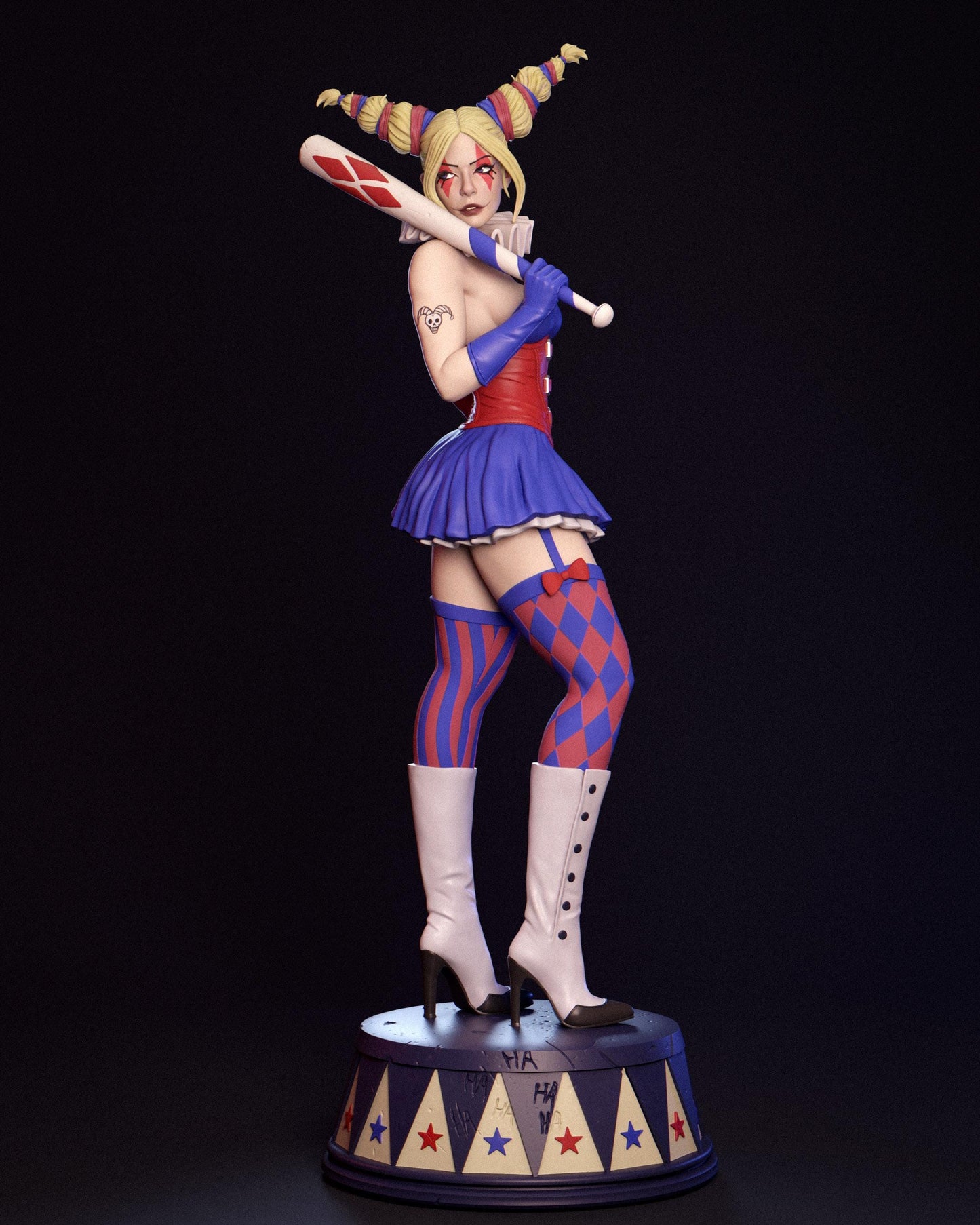 Harley Quinn Hand-Painted 3D Resin Statue - Ready-to-Display Animated Vixen, Gotham City Art, DC Villain Centerpiece