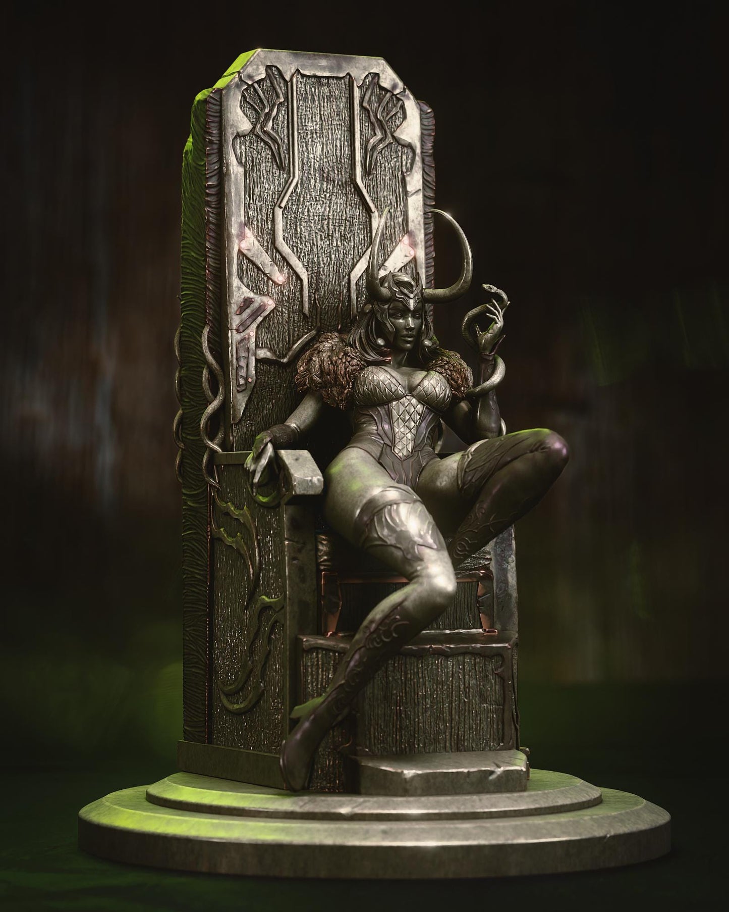 a statue of a woman sitting on a throne
