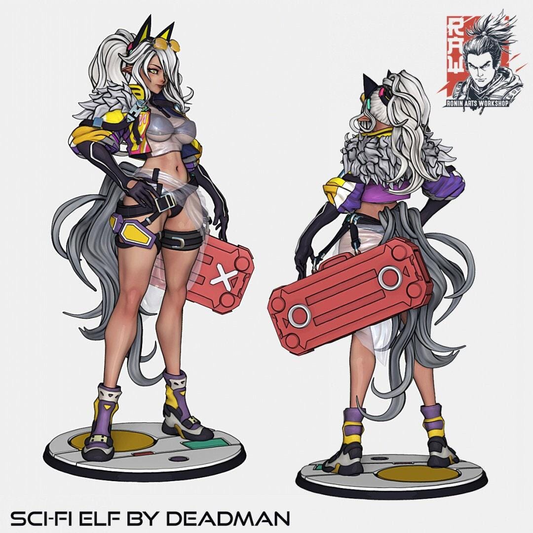 Sci-fi Pinup Elf 1:16 Scale Miniature - Painted/Unpainted - Futuristic Elf Warrior