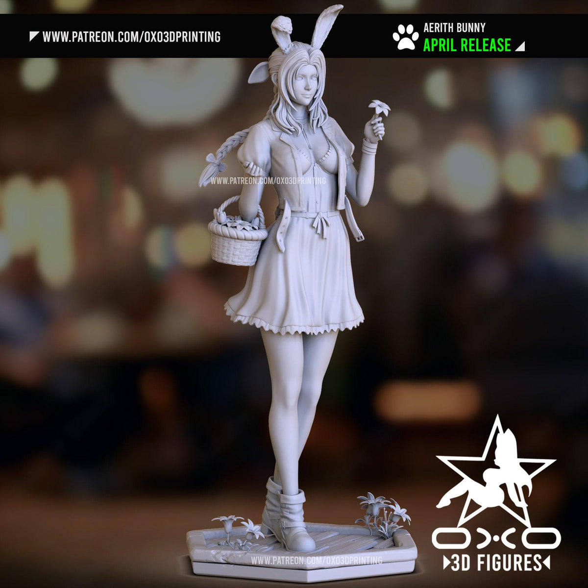 Aerith Bunny NSFW 3D Printed Statue – Mature Final Fantasy Pin-Up Resin Collectible, Made to Order for Adult Collectors