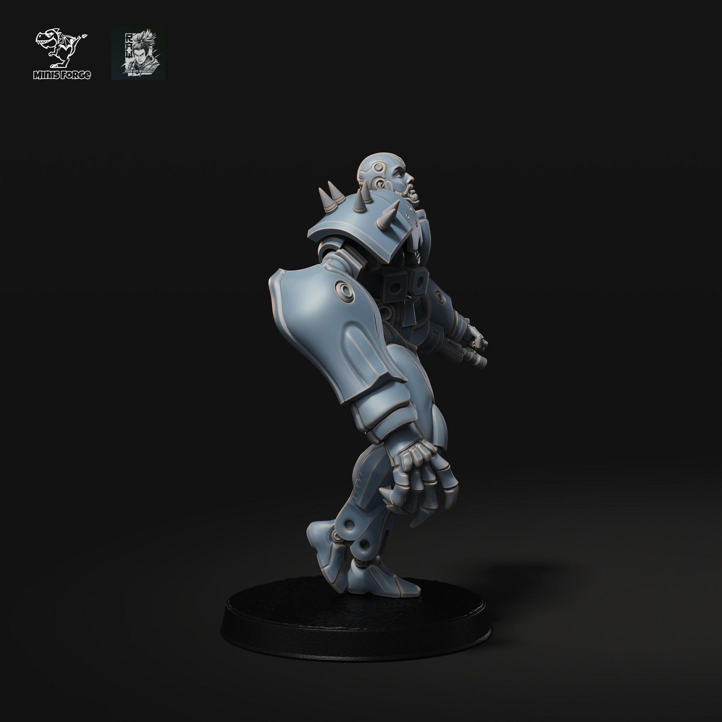 Solomon Cyber Bruiser, 35mm 3D Printed miniature, cyberpunk model, cyberpunk 3d model, cyberpunk miniature, wargame miniature, sci-fi
