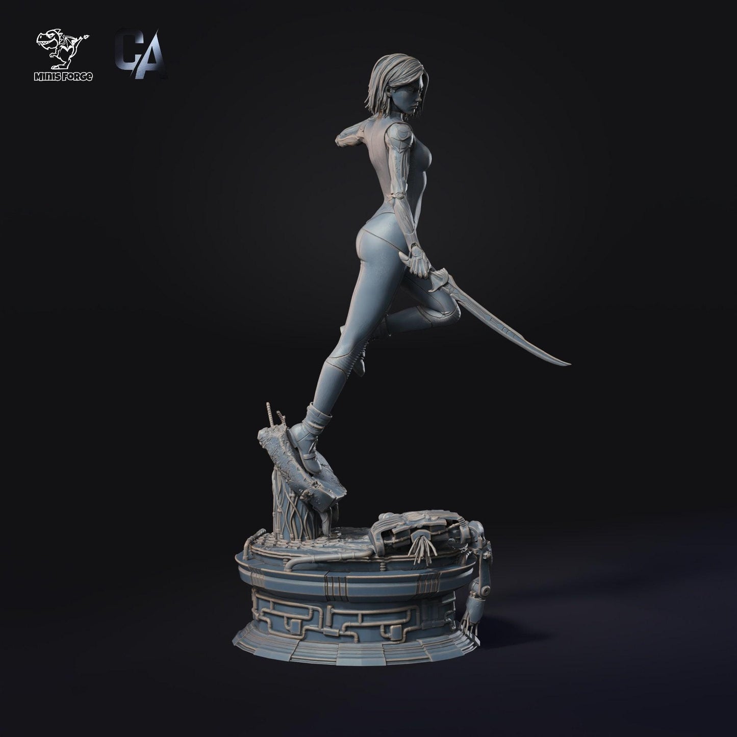 Battle Angel Alita: Dynamic Fanart 3D-Printed Collectible Figure - Cyberpunk