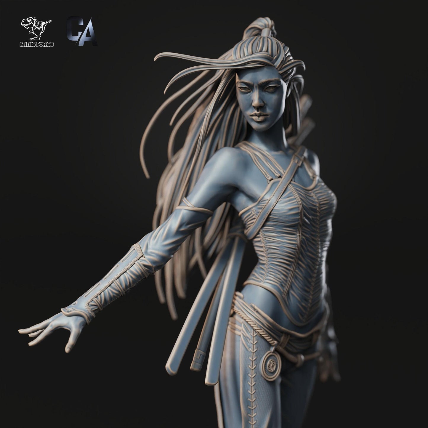 Asian Warrior: Powerful 3D Printed Statue - NSFW Historical Fantasy Collectible