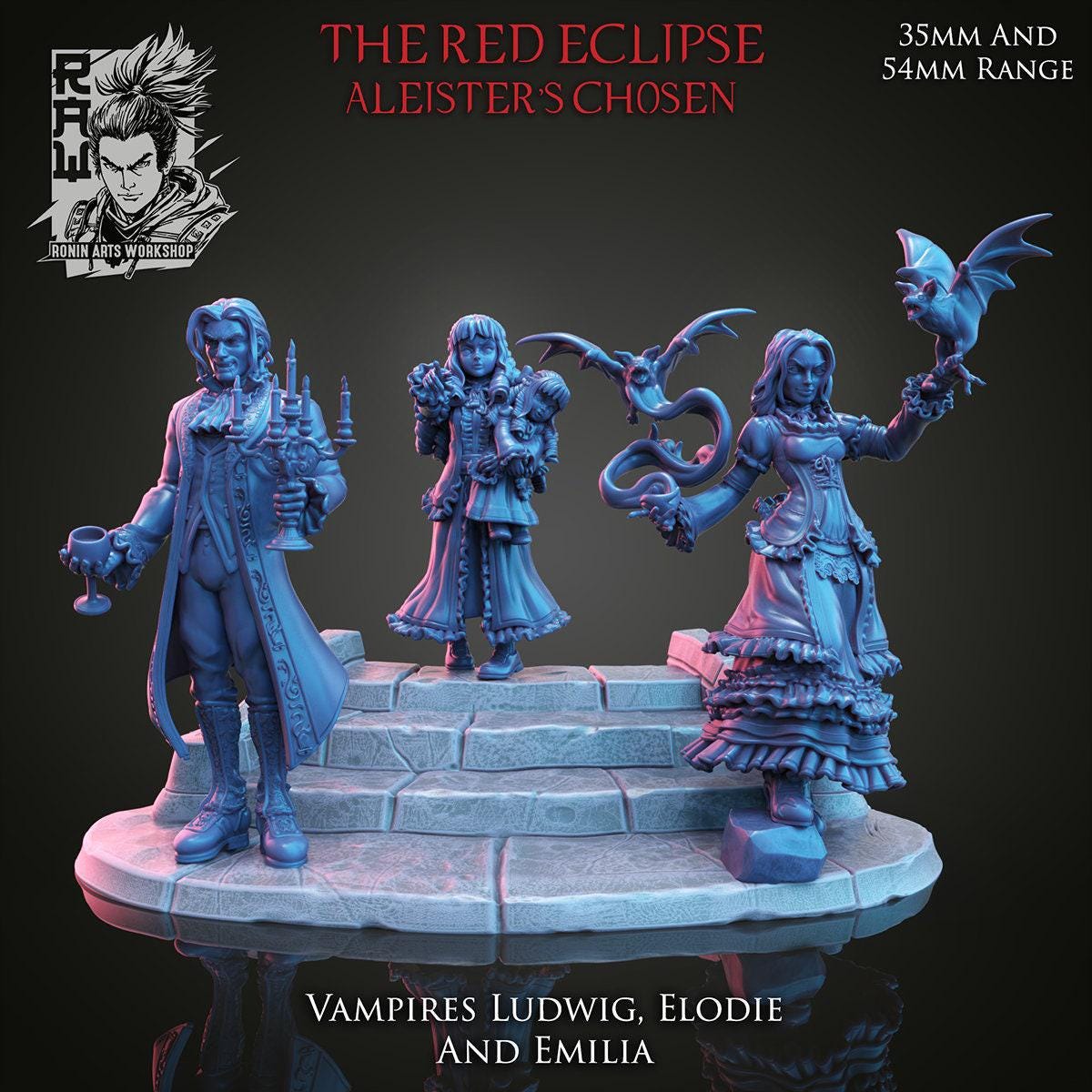 Vampire Lord Aleister and his Brides Iris Pin Up 3D Print Collectible Resin Statue Figure SFW NSFW
