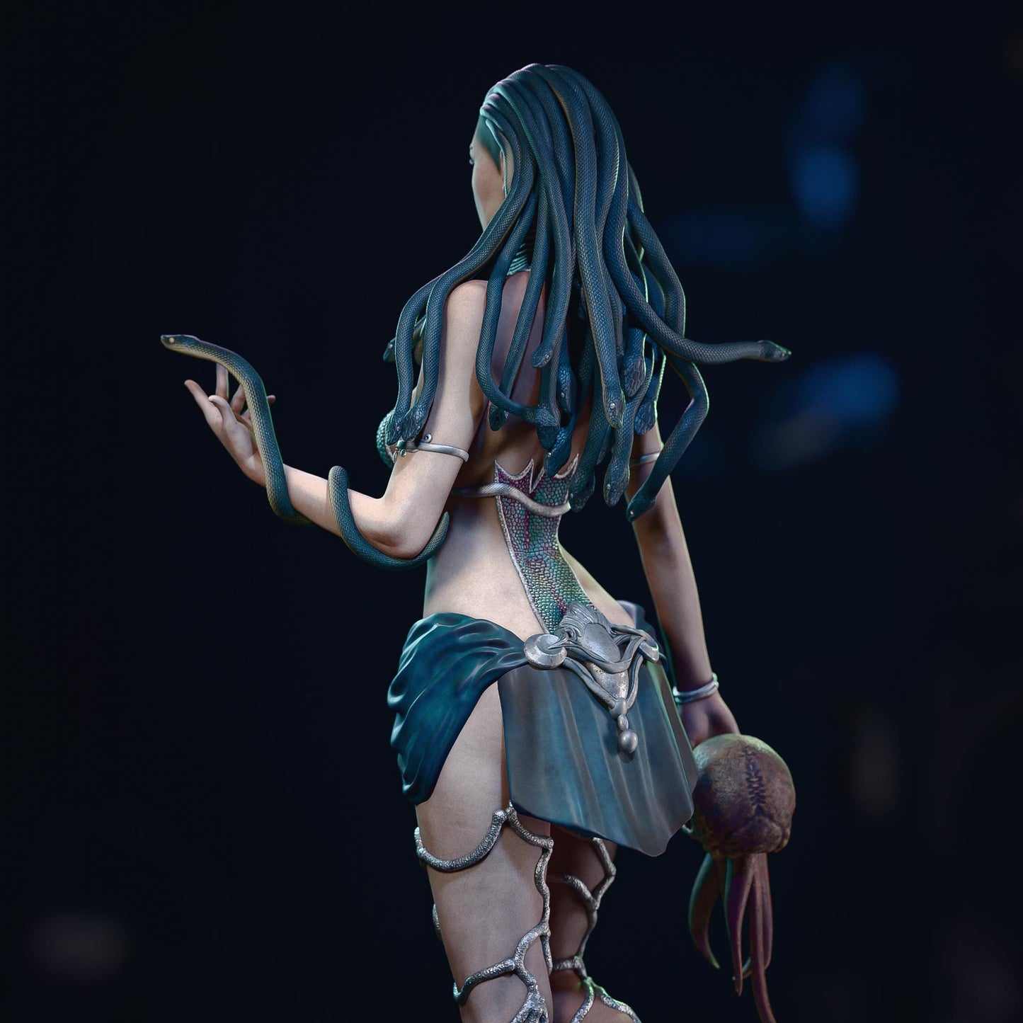 a statue of a woman with long hair