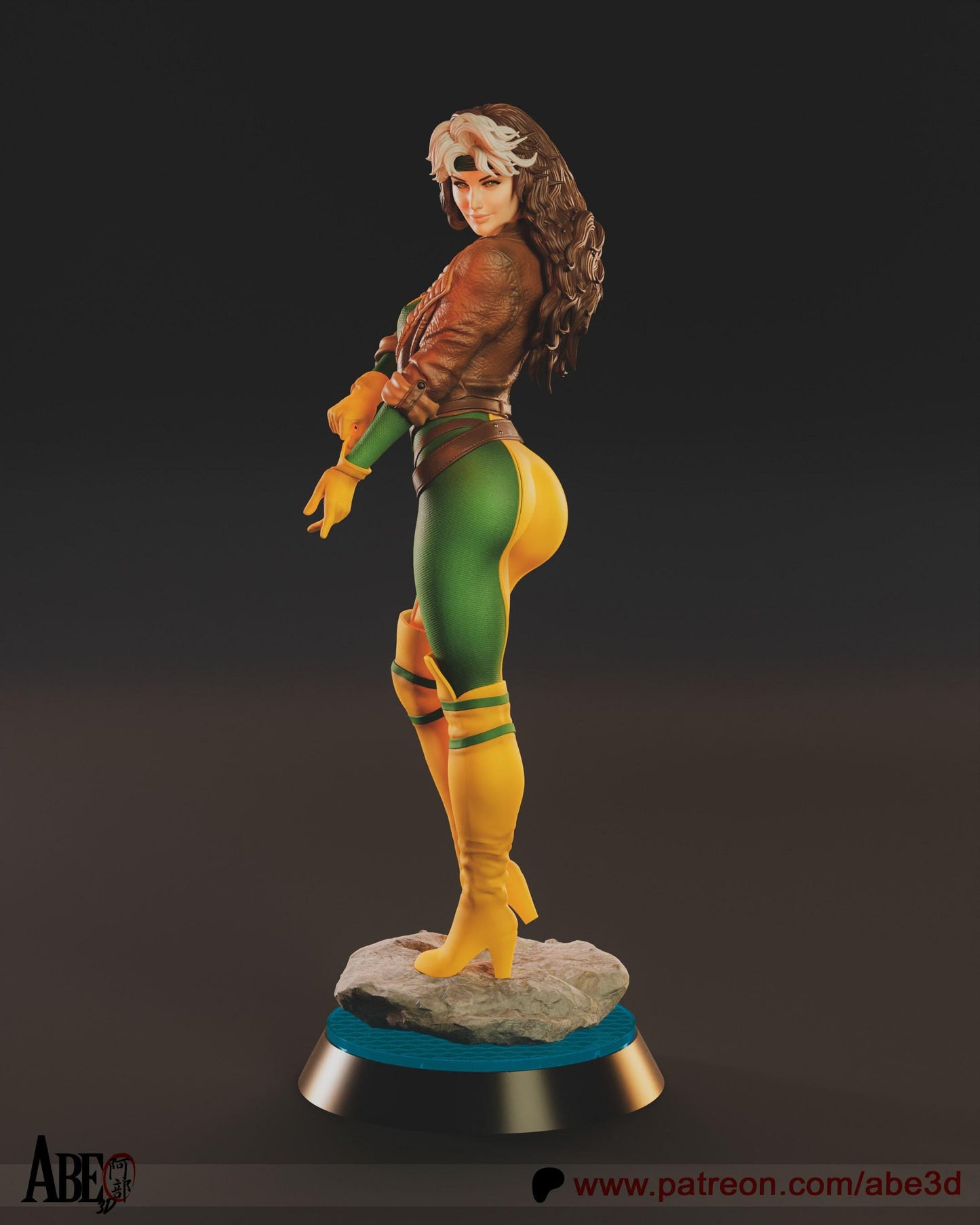 Dynamic Rogue X-Men 3D Printed Miniature Statue: Iconic Marvel Heroine Fan Art Collectible Figure