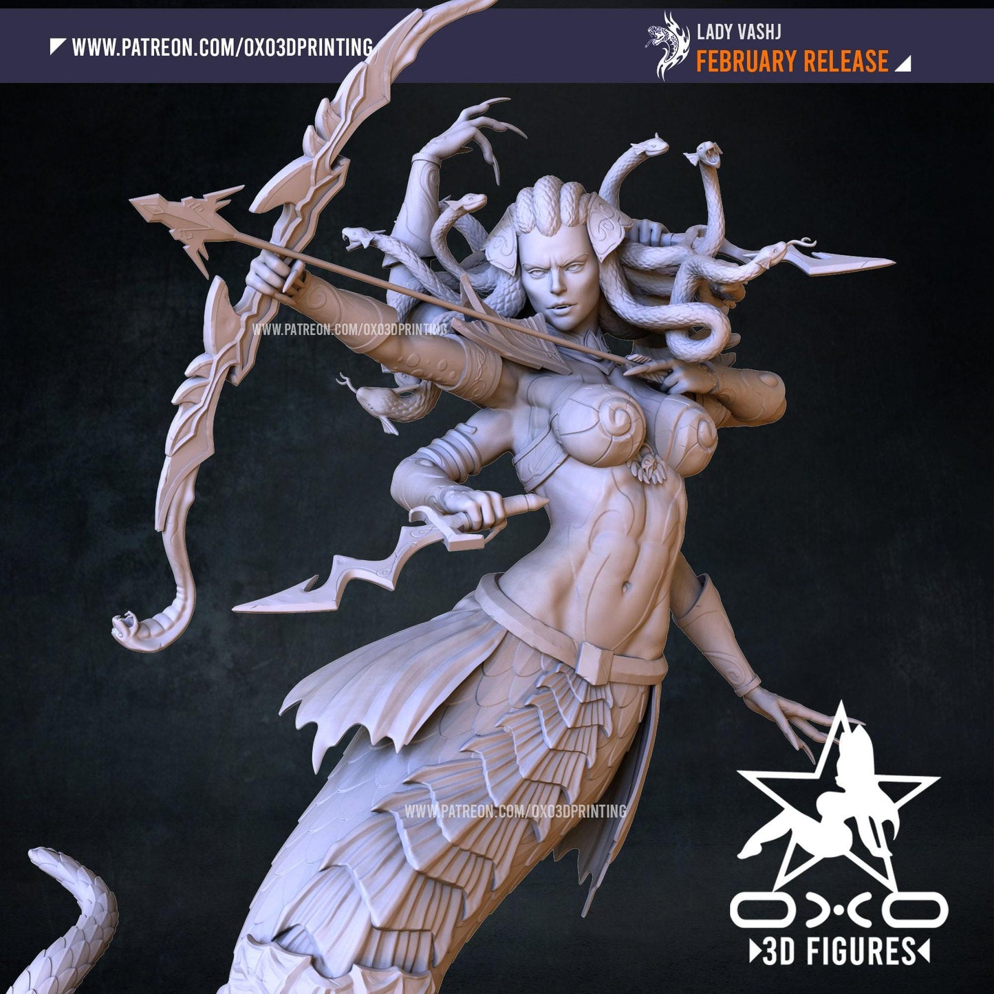 Lady Vashj 3D Printed Statue: Exquisite NSFW World of Warcraft Naga Collectible Miniature