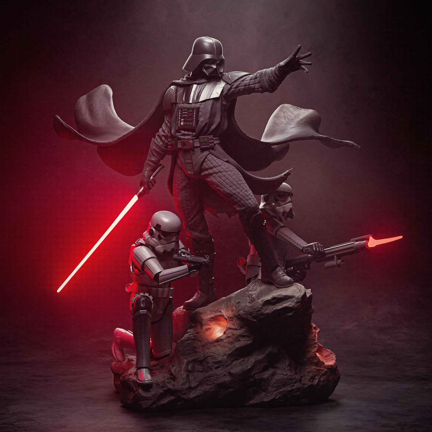Epic Darth Vader & Stormtroopers 3D Printed Diorama: Iconic Star Wars Scene Resin Collectible Fan Art