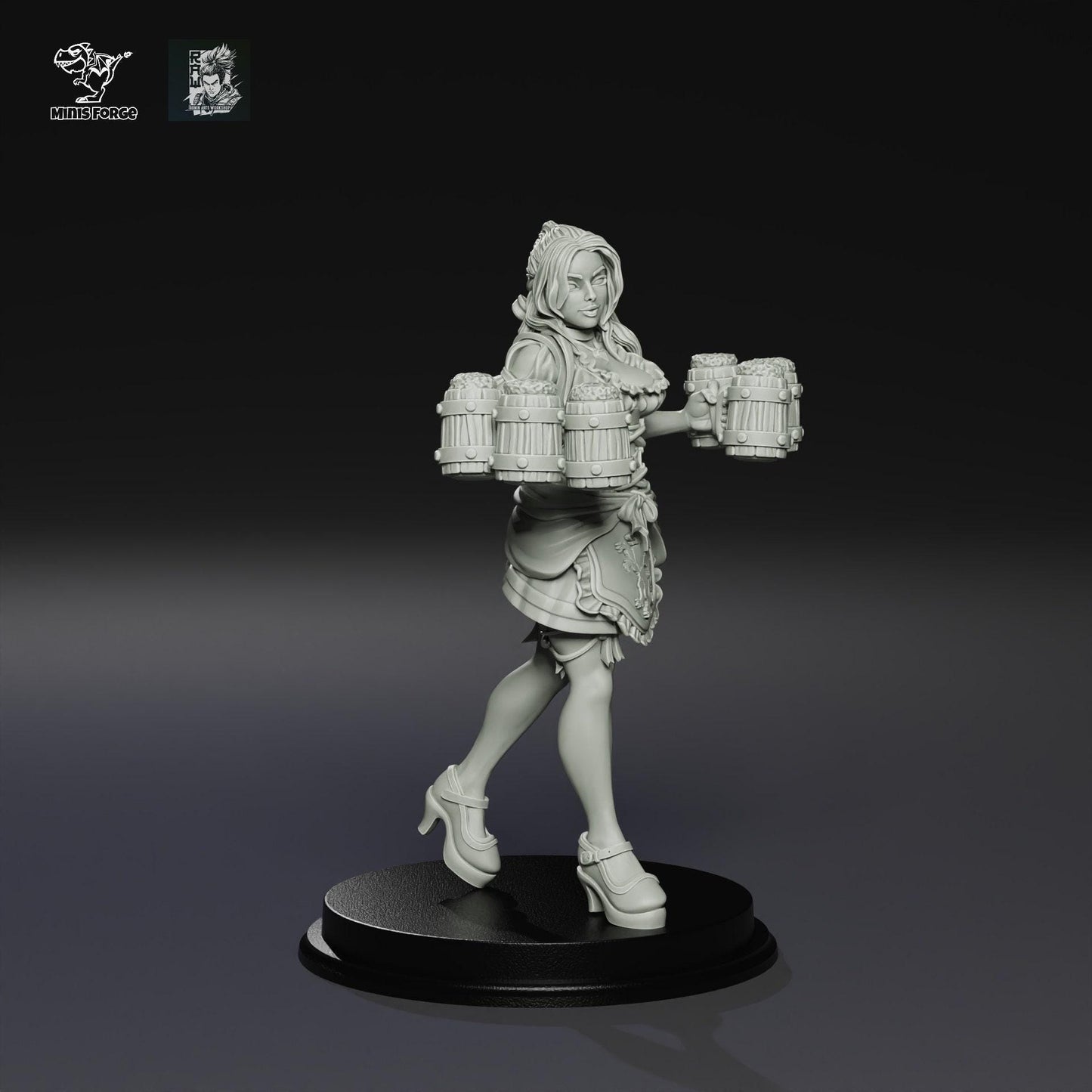 Demi Barmaid Miniature 3D Print Dungeons and Dragons Mini RPG Tabletop DnD Painting Great Gift Idea Board Game
