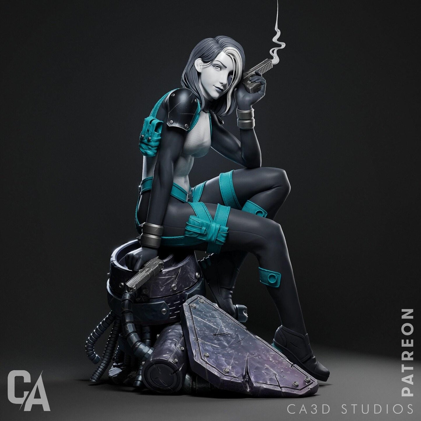 Domino Hero 3D Printed Statue: Dynamic Comic Book Collectible