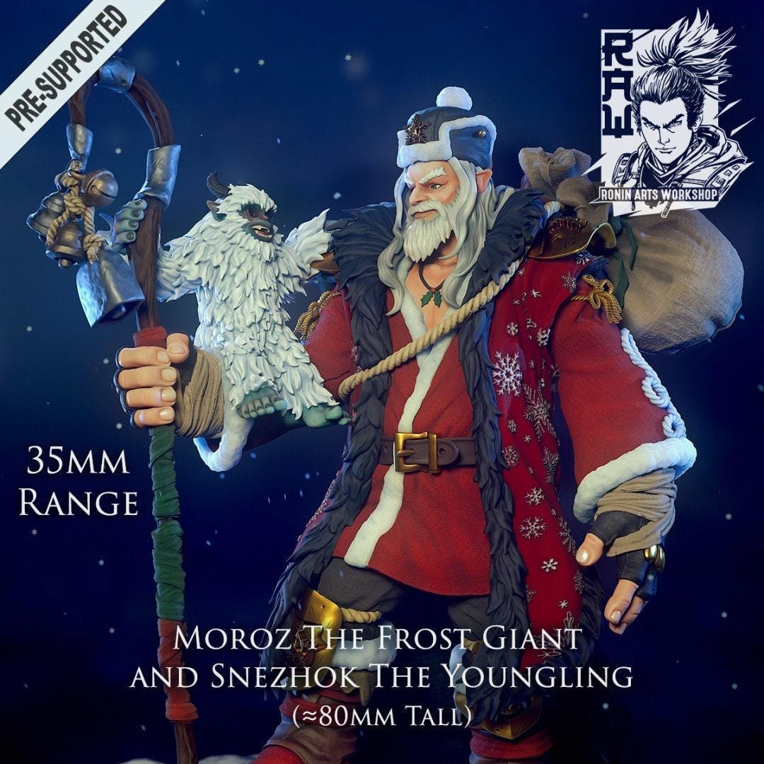 Frost Giant Moroz and Snezhok Collectible Miniature, 35 mm, Tabletop miniatures, Pathfinder, dungeons and dragons, dnd