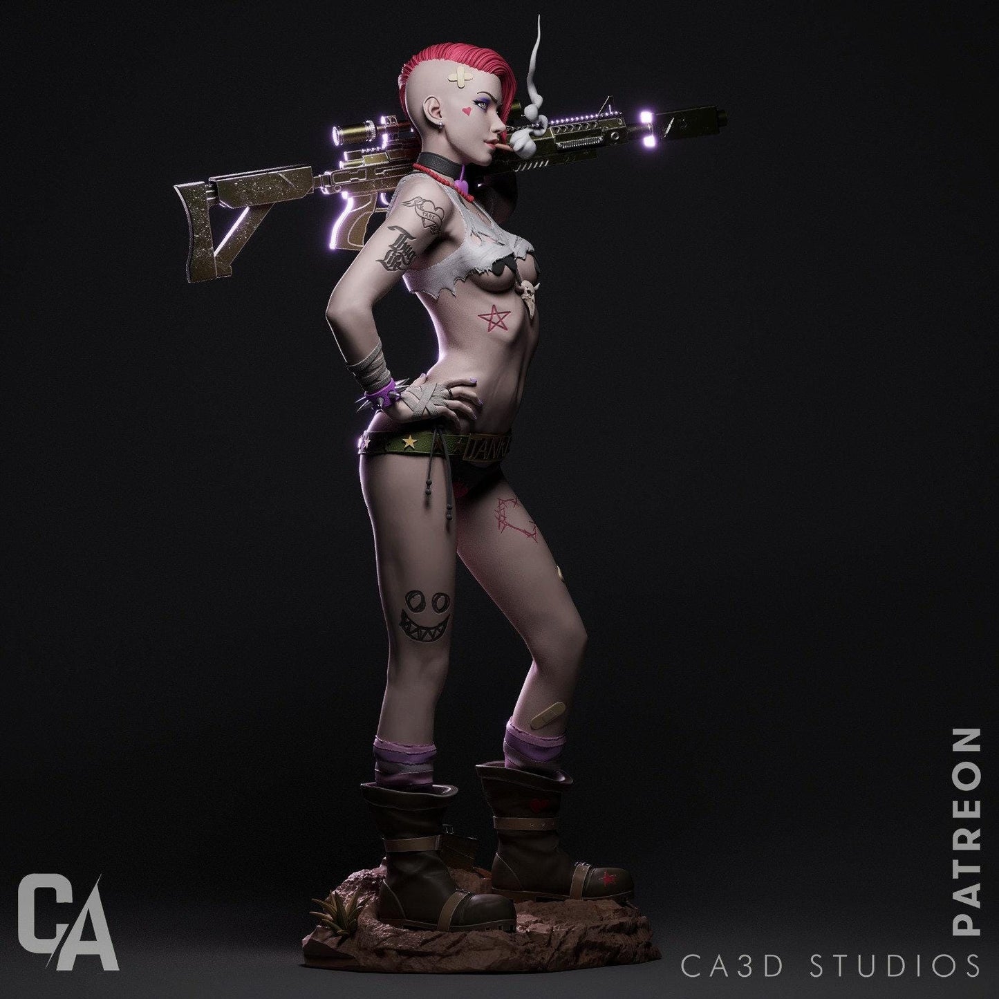 Tank Girl 3D Printed Collectible Figure - Hand Painted or Unpainted Kit for Fans & Collectors