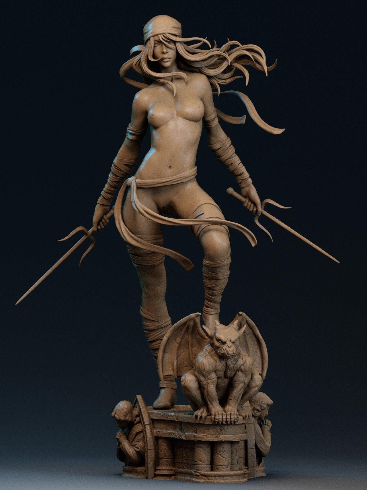 Exclusive Marvel Elektra 3D Printed Statue: Detailed NSFW Fan Art Collectible - Assassin Anti-Heroine