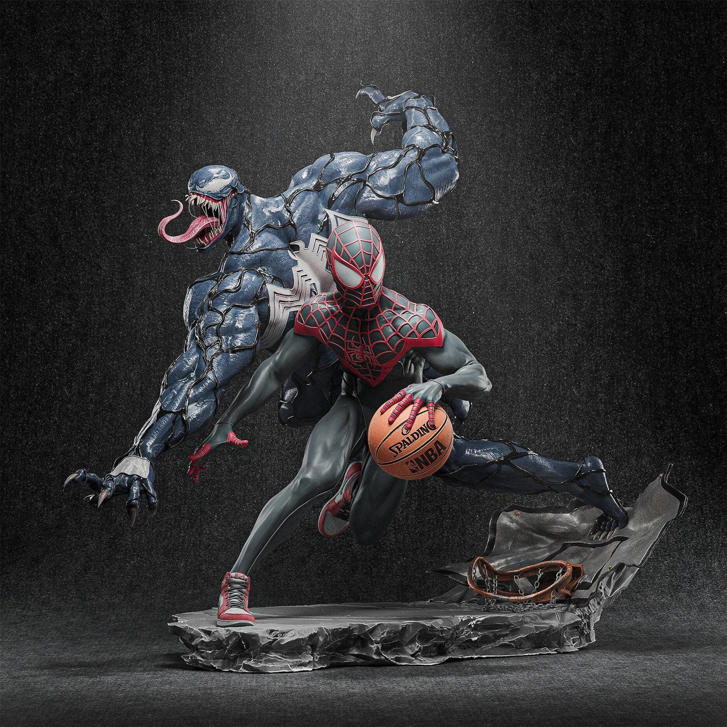 Epic Spider-Man vs Venom Basket Match 3D Printed Collectible: Dynamic Marvel Superhero Showdown