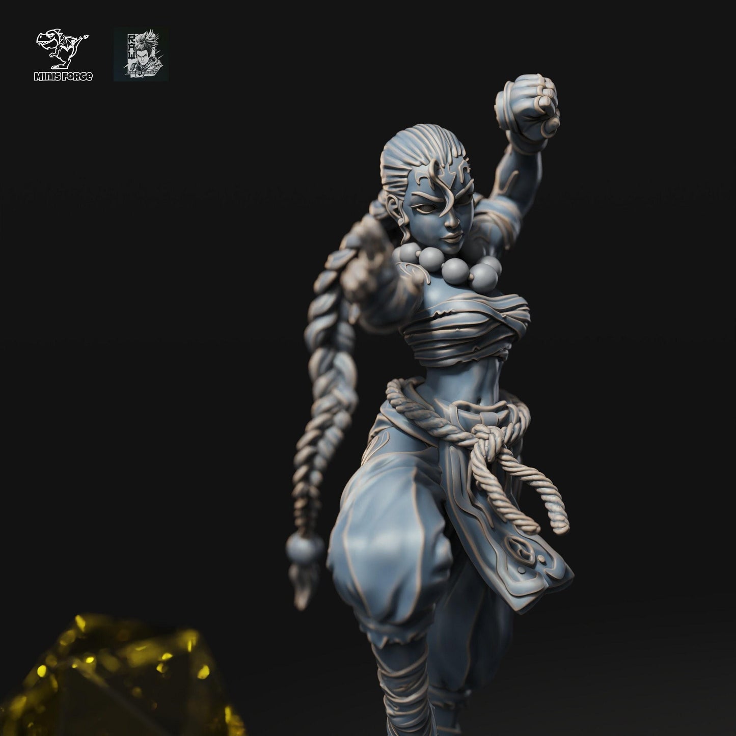 Karoku Fighting Monk, Dnd miniatures, Tabletop miniatures, 3d printed miniatures, Pathfinder, Dnd, dungeons and dragons, 35 mm, warrior monk
