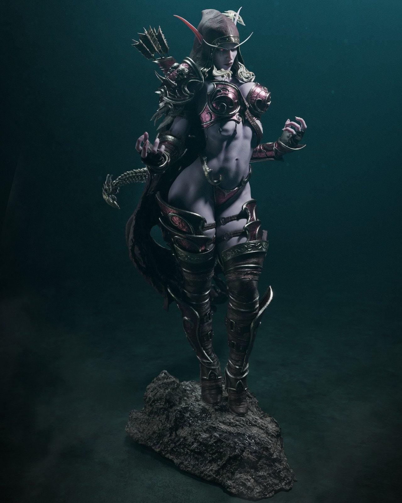 Command the Undead: Sylvanas Windrunner WoW 3D Printed Statue – Optional NSFW Variant for Adult Collector