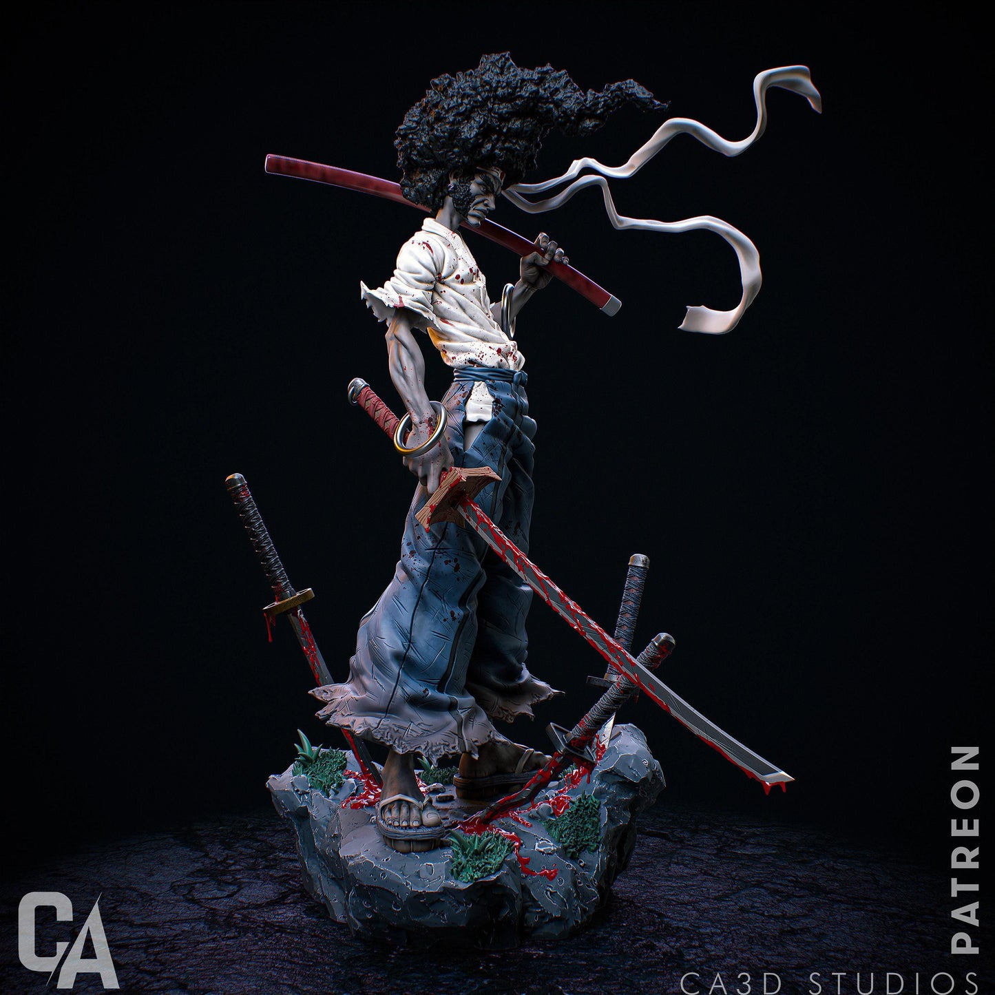 Afro Samurai 3D Print Collectible Miniature Statue: High-Detail Anime Figure – Essential Manga Fan Item