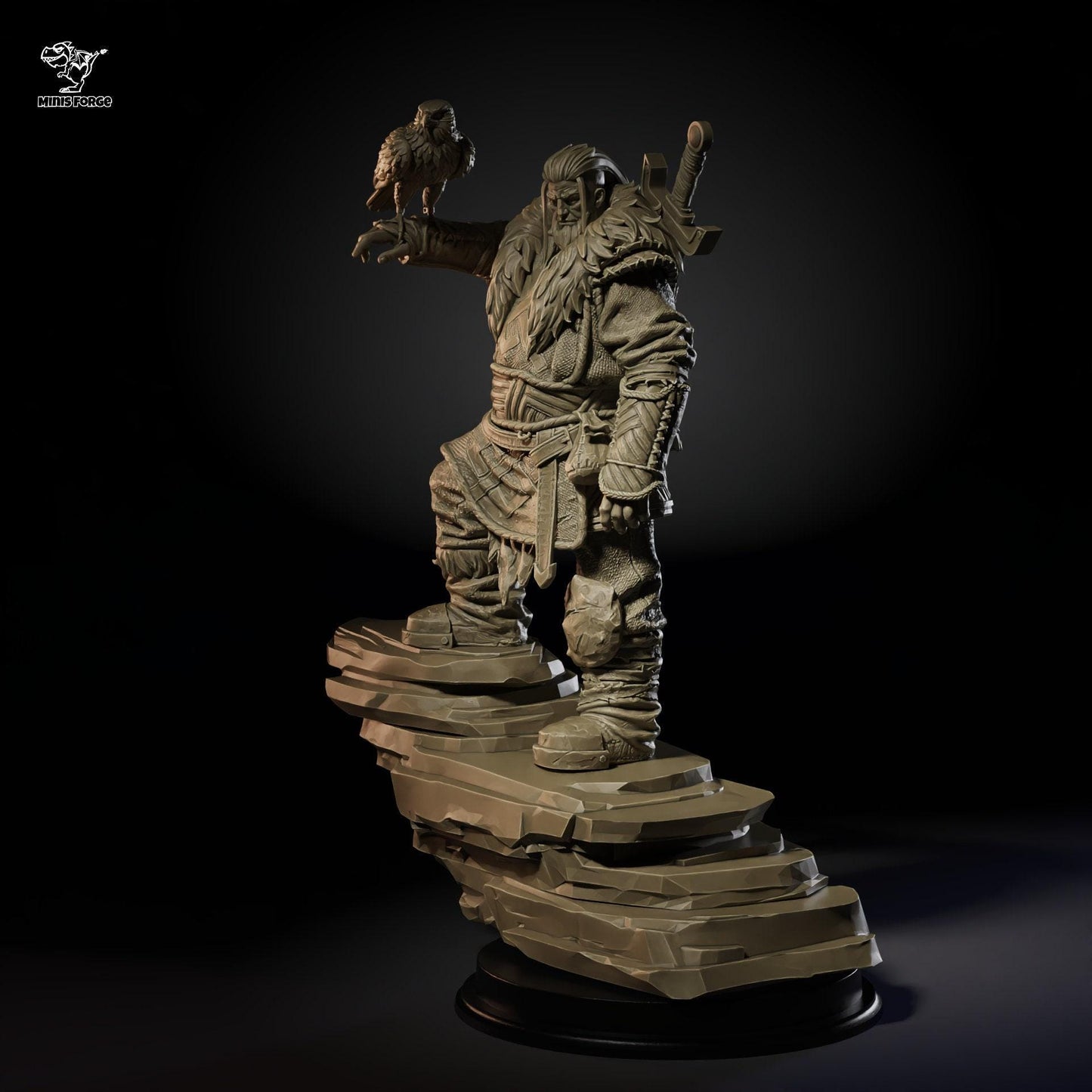 Mighty Chaos Viking 3D Printed Statue: Epic Dark Fantasy Norse Warrior Collectible Figure