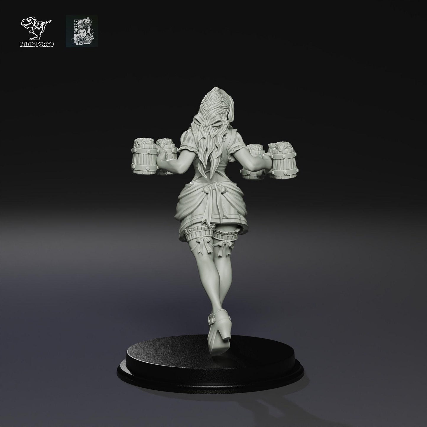 Demi Barmaid Miniature 3D Print Dungeons and Dragons Mini RPG Tabletop DnD Painting Great Gift Idea Board Game